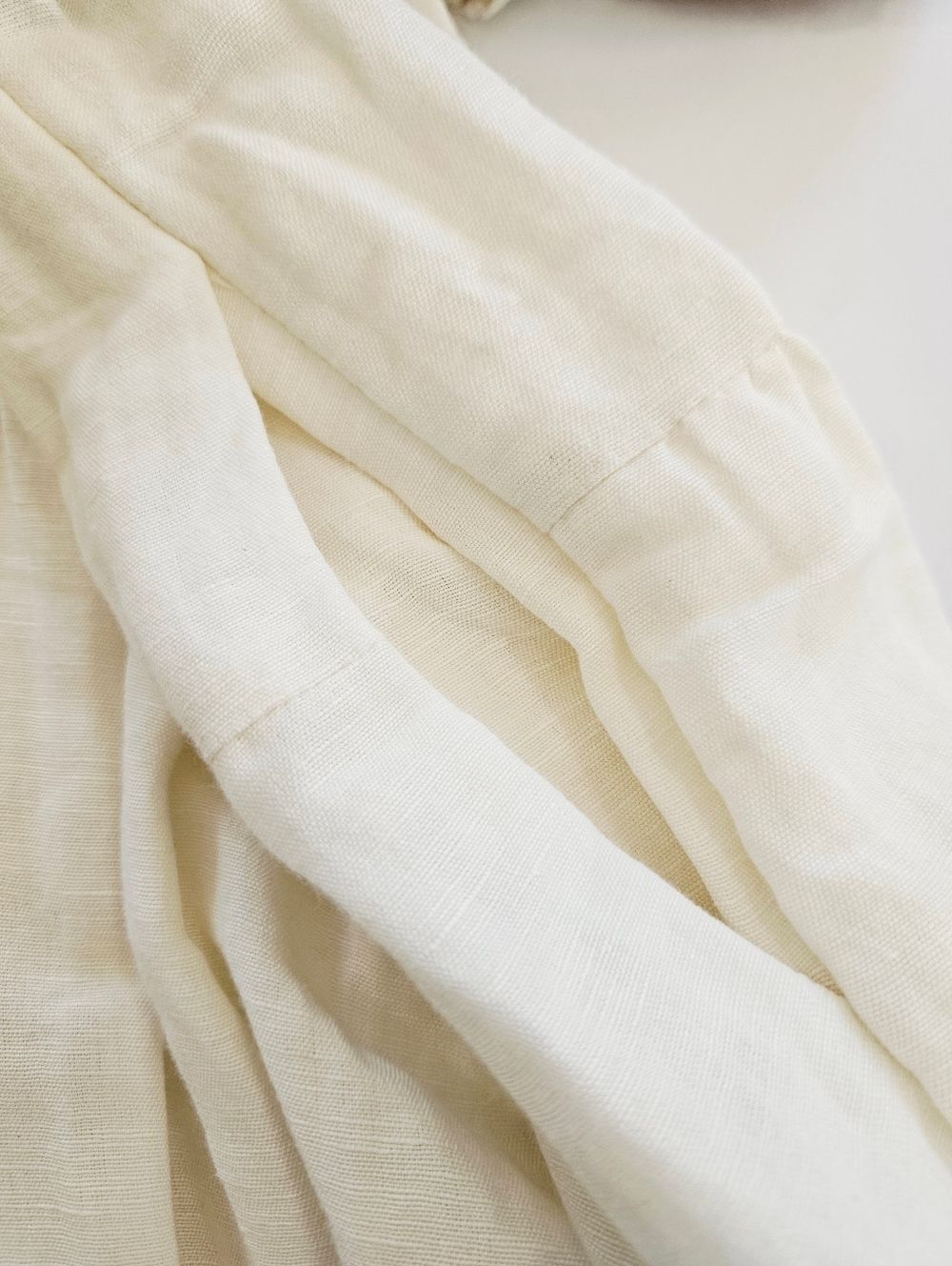 Cartolina Lizette Linen Blend Embroidered Belted Puff Sleeve Ivory Midi Dress M - Picture 16 of 16